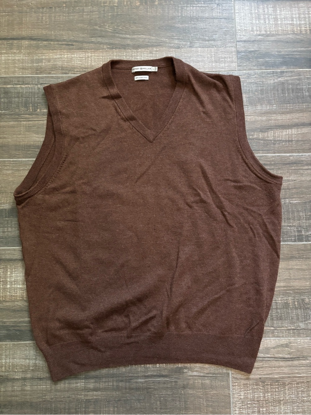 Peter Millar Men's Brown V-Neck Merino Wool Sweater Vest